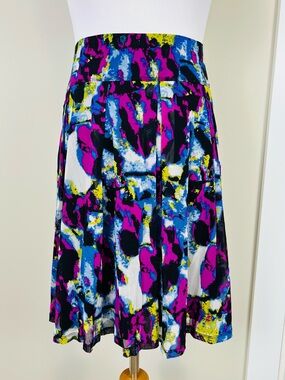 cleo Abstract Circle Skirt in Purple, Blue & Yellow